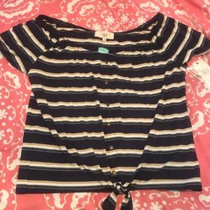 NWT Striped tie front Pinque XL top